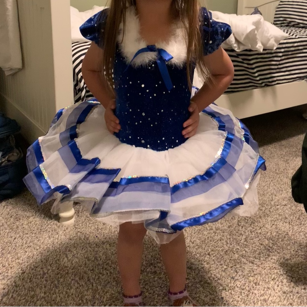 Blue, Silver, and white dance dress